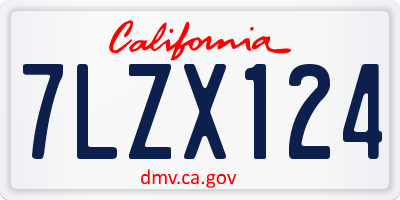 CA license plate 7LZX124