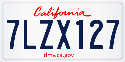 CA license plate 7LZX127