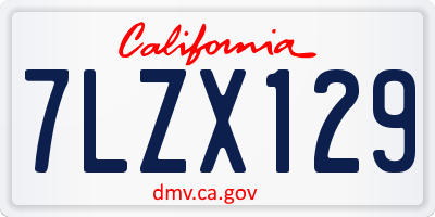 CA license plate 7LZX129
