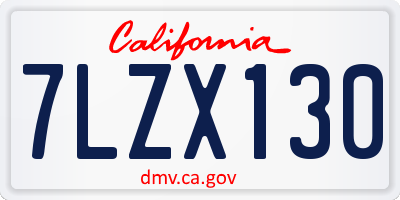 CA license plate 7LZX130