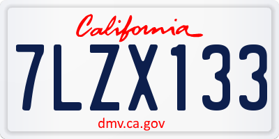 CA license plate 7LZX133