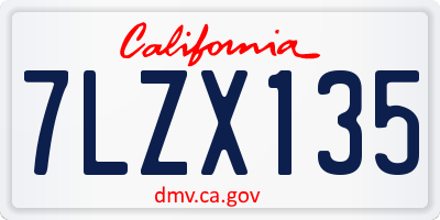 CA license plate 7LZX135
