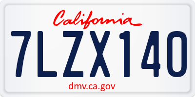 CA license plate 7LZX140
