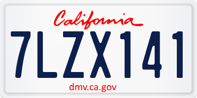 CA license plate 7LZX141