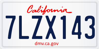 CA license plate 7LZX143