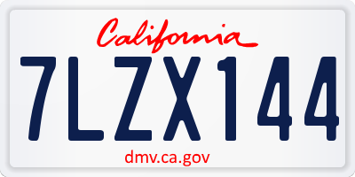 CA license plate 7LZX144