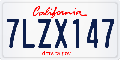 CA license plate 7LZX147