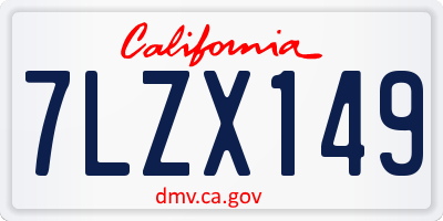 CA license plate 7LZX149