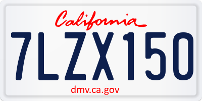 CA license plate 7LZX150