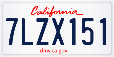 CA license plate 7LZX151