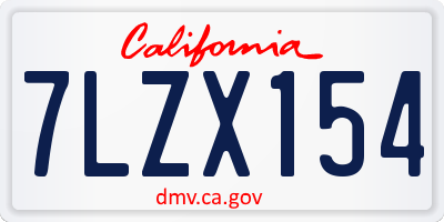CA license plate 7LZX154