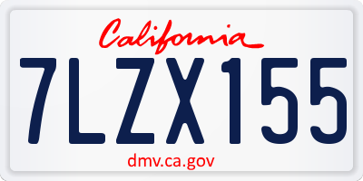CA license plate 7LZX155