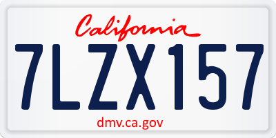 CA license plate 7LZX157