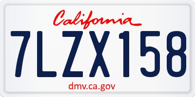 CA license plate 7LZX158