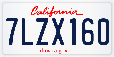 CA license plate 7LZX160