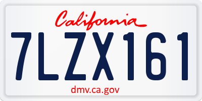 CA license plate 7LZX161