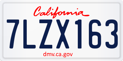 CA license plate 7LZX163