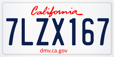 CA license plate 7LZX167