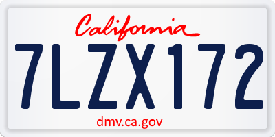 CA license plate 7LZX172