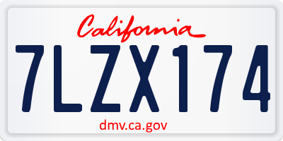 CA license plate 7LZX174