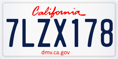 CA license plate 7LZX178