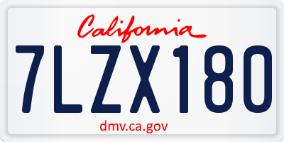 CA license plate 7LZX180