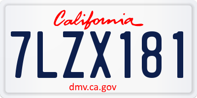CA license plate 7LZX181