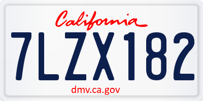 CA license plate 7LZX182