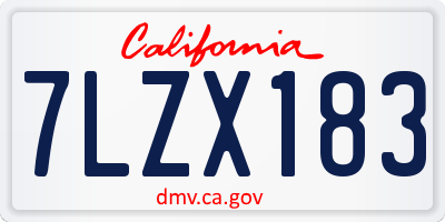 CA license plate 7LZX183