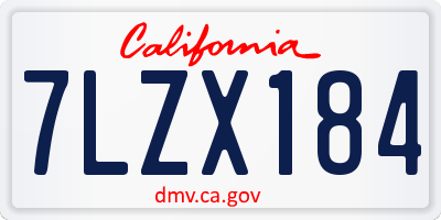 CA license plate 7LZX184