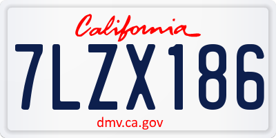 CA license plate 7LZX186