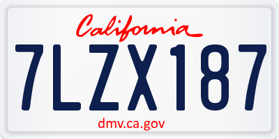CA license plate 7LZX187