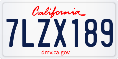CA license plate 7LZX189
