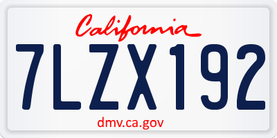 CA license plate 7LZX192