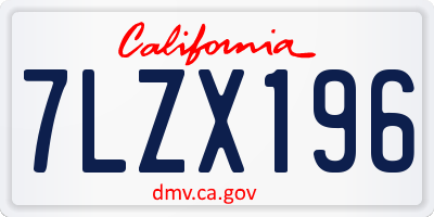CA license plate 7LZX196