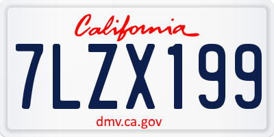 CA license plate 7LZX199