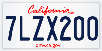 CA license plate 7LZX200