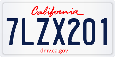 CA license plate 7LZX201