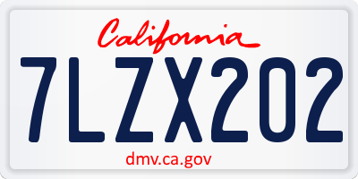 CA license plate 7LZX202