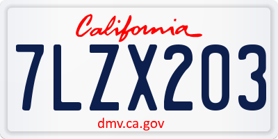 CA license plate 7LZX203