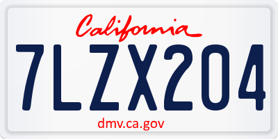 CA license plate 7LZX204
