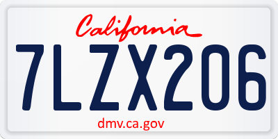 CA license plate 7LZX206