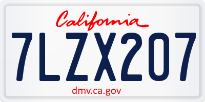 CA license plate 7LZX207