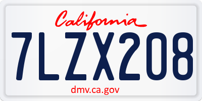 CA license plate 7LZX208