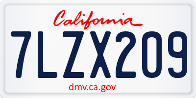 CA license plate 7LZX209