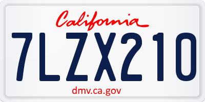 CA license plate 7LZX210