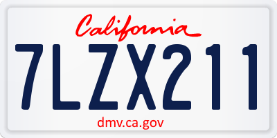 CA license plate 7LZX211