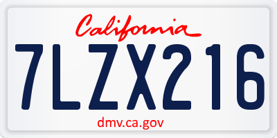 CA license plate 7LZX216
