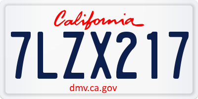 CA license plate 7LZX217
