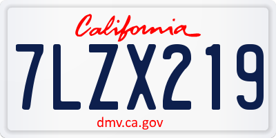 CA license plate 7LZX219